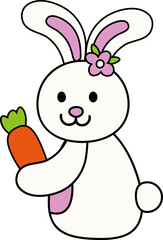 Cartoon style bunny holding carrot vector
