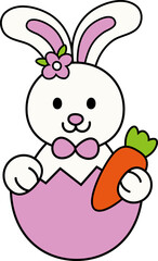 Cartoon style bunny holding carrot vector
