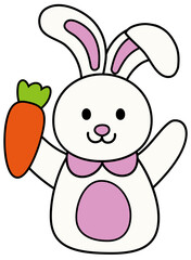 Cartoon style bunny holding carrot vector