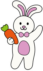 Cartoon style bunny holding carrot vector