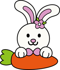 Cartoon style bunny holding carrot vector