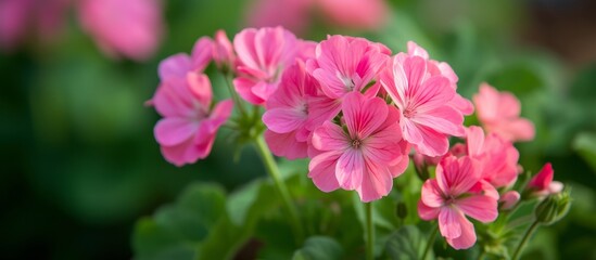 Fototapeta premium Pretty Pink Geranium Flowers Brighten Up the Garden with a Splash of Color