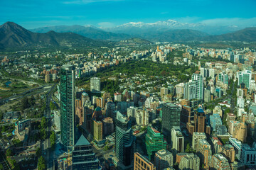 Obraz premium Landscape of Santiago de Chile from the Sky Costanera Observatory - Santiago de Chile, Chile