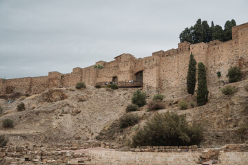 Palatial fortification Alcazaba of Málaga in Spain