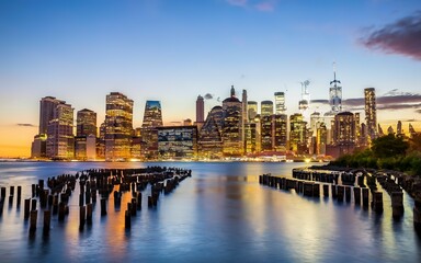Creative New York city background skyline. Tourism and downtown concept