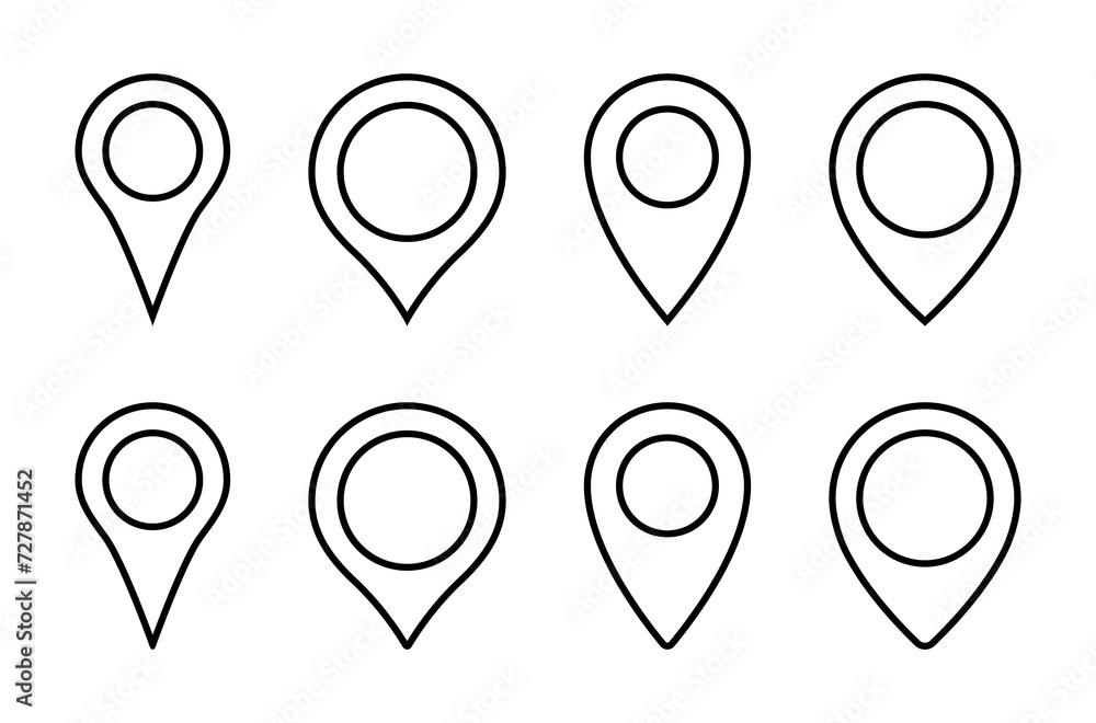 Poster navigation pin, location marker icon vector in line style