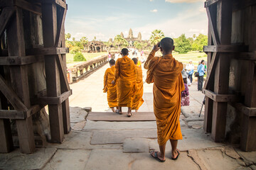 Mönche in Angkor Wat, Kambodscha