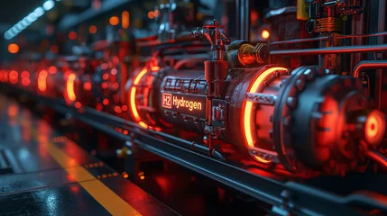 Fotobehang Industrial internal combustion engine running on hydrogen, H2. © AB-lifepct