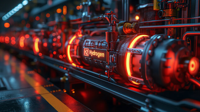 Industrial internal combustion engine running on hydrogen, H2.