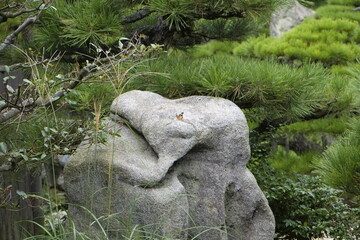 stone statue in a garden