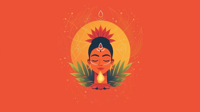 pattern woman with flower
