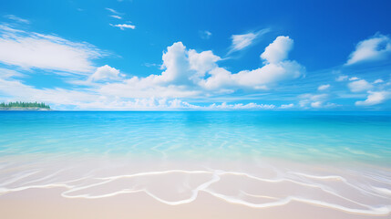 Obraz premium Aerial view of beautiful beach, simple, calm composition in clear blue