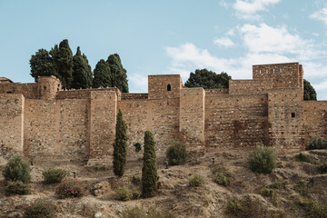 Palatial fortification Alcazaba of Málaga in Spain
