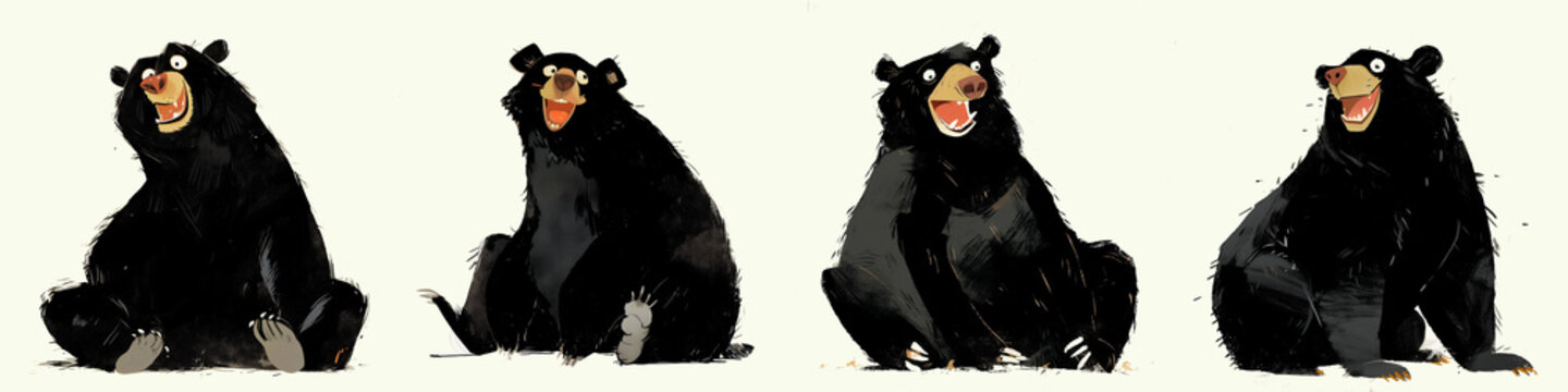 cartoon illustration of a funny black bear