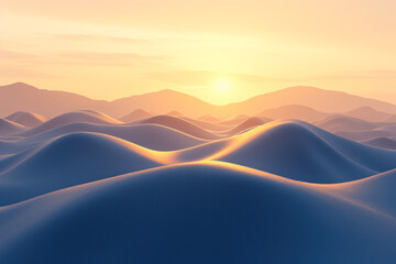 Fototapeta na wymiar yellow sun sunset in the sand desert