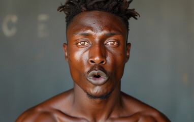 Multiracial Man With a Peculiar Expression on His Face - obrazy, fototapety, plakaty