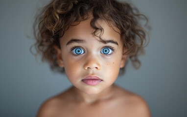 Close Up Portrait of a Child With Blue Eyes