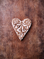 Christmas ornament on a rustic stone background. Soft focus. Top view. Copy space.	