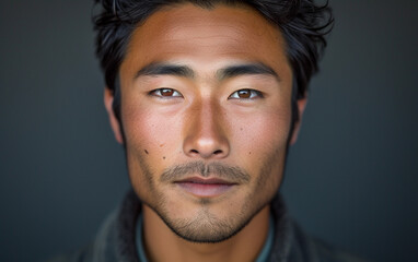 Obraz premium Close Up Portrait of a Multiracial Man With a Goatee