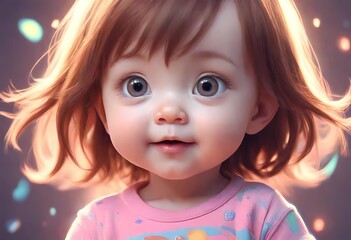 a cute adorable baby human child cartoon rendered in the style of children-friendly cartoon animation fantasy style  - obrazy, fototapety, plakaty