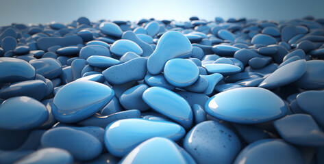 Fototapeta na wymiar Blue pebbles background. 3d rendering, 3d illustration.Abstract background made of blue stones. 3d rendering, 3d illustration.