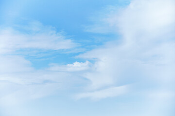 Blue sky with white cloud. Copy space.	