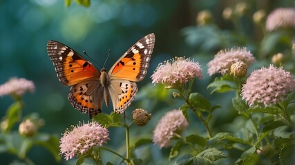 Fototapeta na wymiar Butterfly flying in the garden butterfly on flower butterfly flaying in the air on the flower