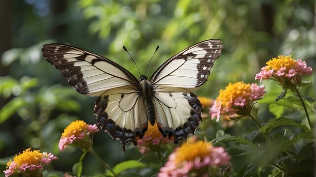 Butterfly falying in the garden butterfly on flower butterfly falying in the garden on the falowers