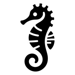 minimal Seahorse vector icon, flat symbol, black color silhouette © Big Dream