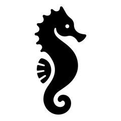 minimal Seahorse vector icon, flat symbol, black color silhouette