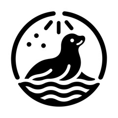 minimal Seal vector icon, flat symbol, black color silhouette