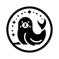 minimal Seal vector icon, flat symbol, black color silhouette