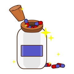 vector design of white medicine bottle with wooden lid