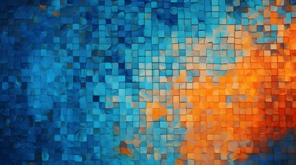 a painting of a blue and orange sky