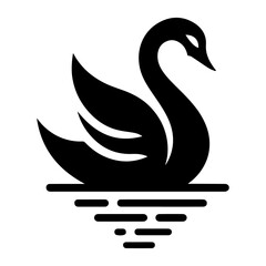 Swan logo vector icon, flat symbol, black color silhouette, white background