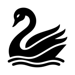 Swan logo vector icon, flat symbol, black color silhouette, white background