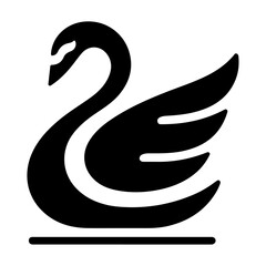 Naklejka premium Swan logo vector icon, flat symbol, black color silhouette, white background