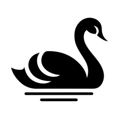 Swan logo vector icon, flat symbol, black color silhouette, white background