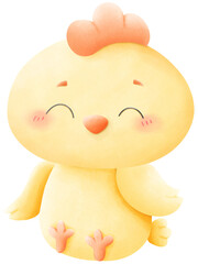 Chick with Easter eggs