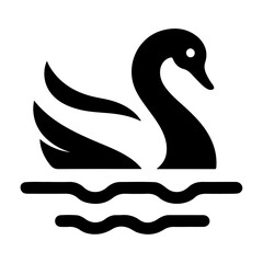 Swan logo vector icon, flat symbol, black color silhouette, white background