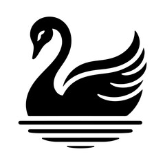 Swan logo vector icon, flat symbol, black color silhouette, white background