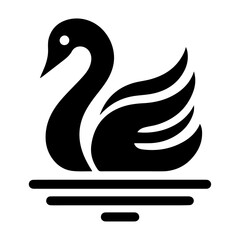 Swan logo vector icon, flat symbol, black color silhouette, white background