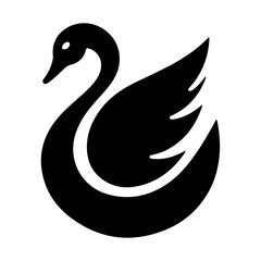 Swan logo vector icon, flat symbol, black color silhouette, white background