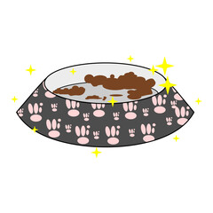 vector design of a pet cat bowl with cat food remaining in it