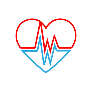  heart beat pulse line icon for medical