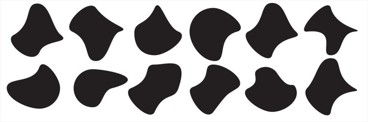 Random blob circles silhouette icon set. An arrangement of black organic shapes. vector.PNG