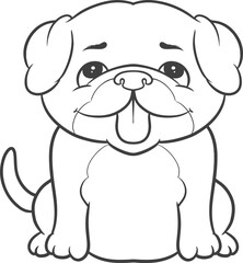 cute bulldog puppy line art