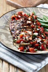 Grilled steak with Green Beans and Salsa	