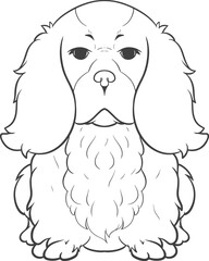 cute fluffy dog cartoon outline