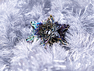 Christmas ornament on a bright background. Soft focus. Close up.